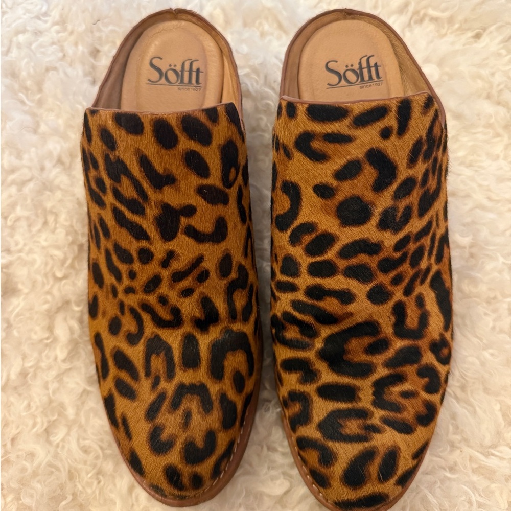 Söfft Leopard Print Mules, 8.5M
